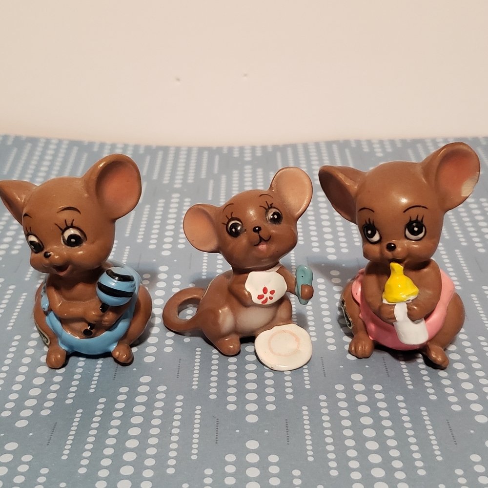 Josef Originals Mice Lot of 3 Babies Porcelain Figurines